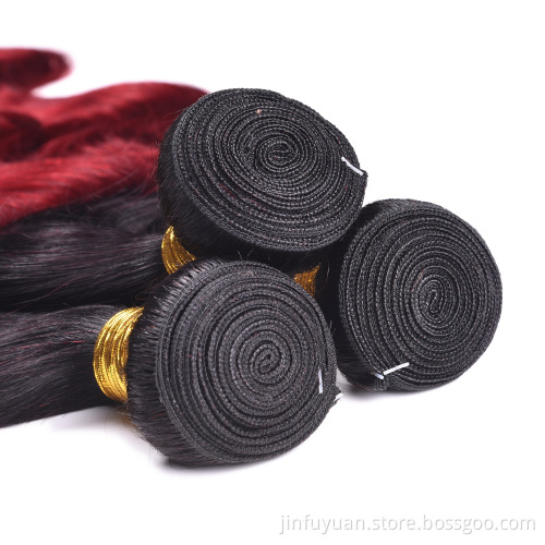 fast shipping brazilian body wave 1b/red human hair weaves no shed no tangle no shedding